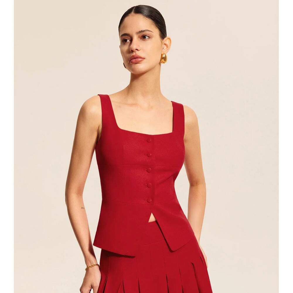 NWT Commense Cotton & Linen Square Neck Vest Top Sz M